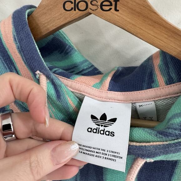 Adidas Original Pullover Hoodie In Vapor Pink And Blue Sm Mens - Picture 3 of 3